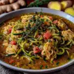 healing healthy chicken zoodle soup - featured image