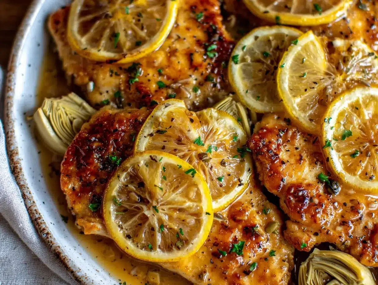 Lemon Artichoke Chicken Piccata preparation steps