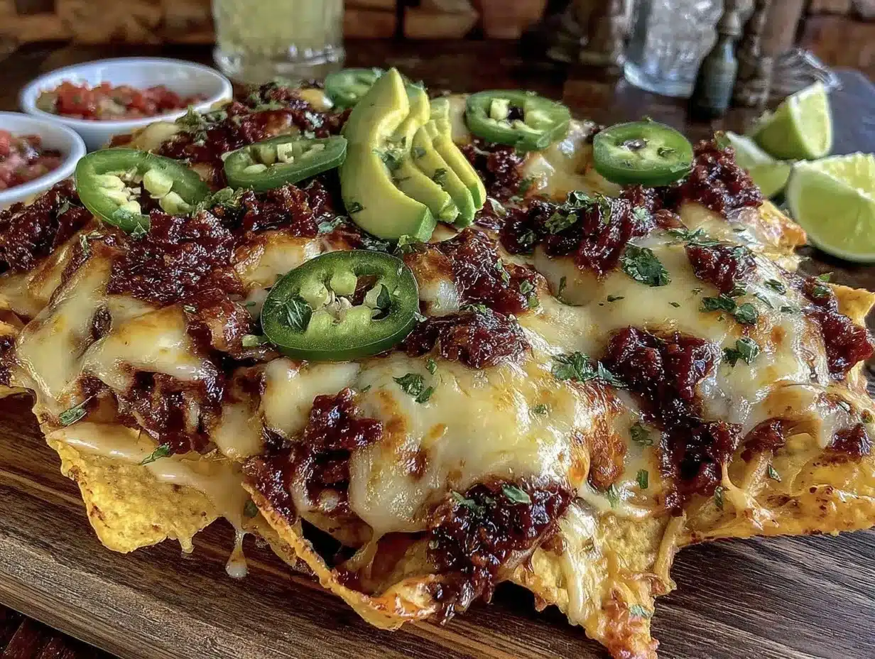 loaded nacho bar with creamy homemade queso preparation steps