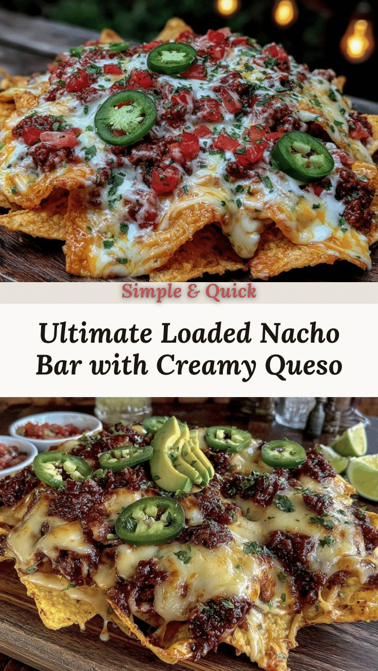 loaded nacho bar with creamy homemade queso recipe