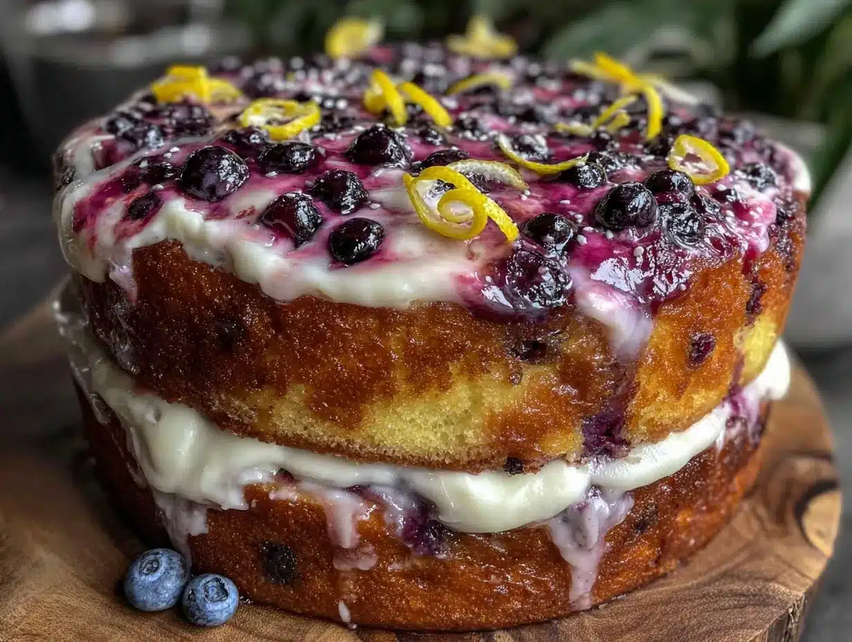 moist lemon blueberry layer cake preparation steps