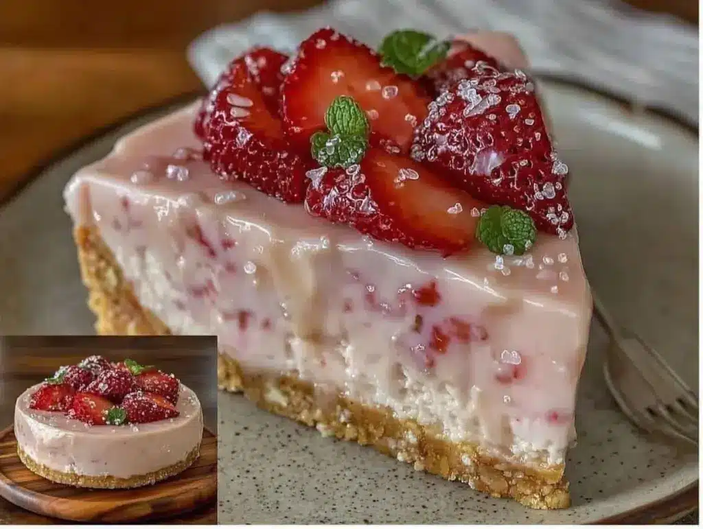 no-bake strawberry mousse cake - featured image