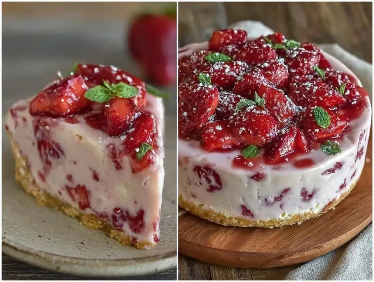 no-bake strawberry mousse cake preparation steps