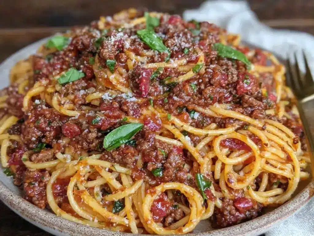 one-pot spaghetti with meat sauce - featured image