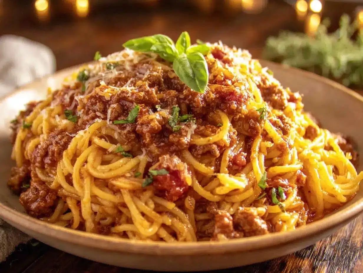 one-pot spaghetti with meat sauce preparation steps