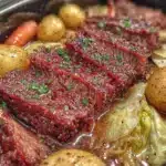 slow cooker corned beef and cabbage - featured image
