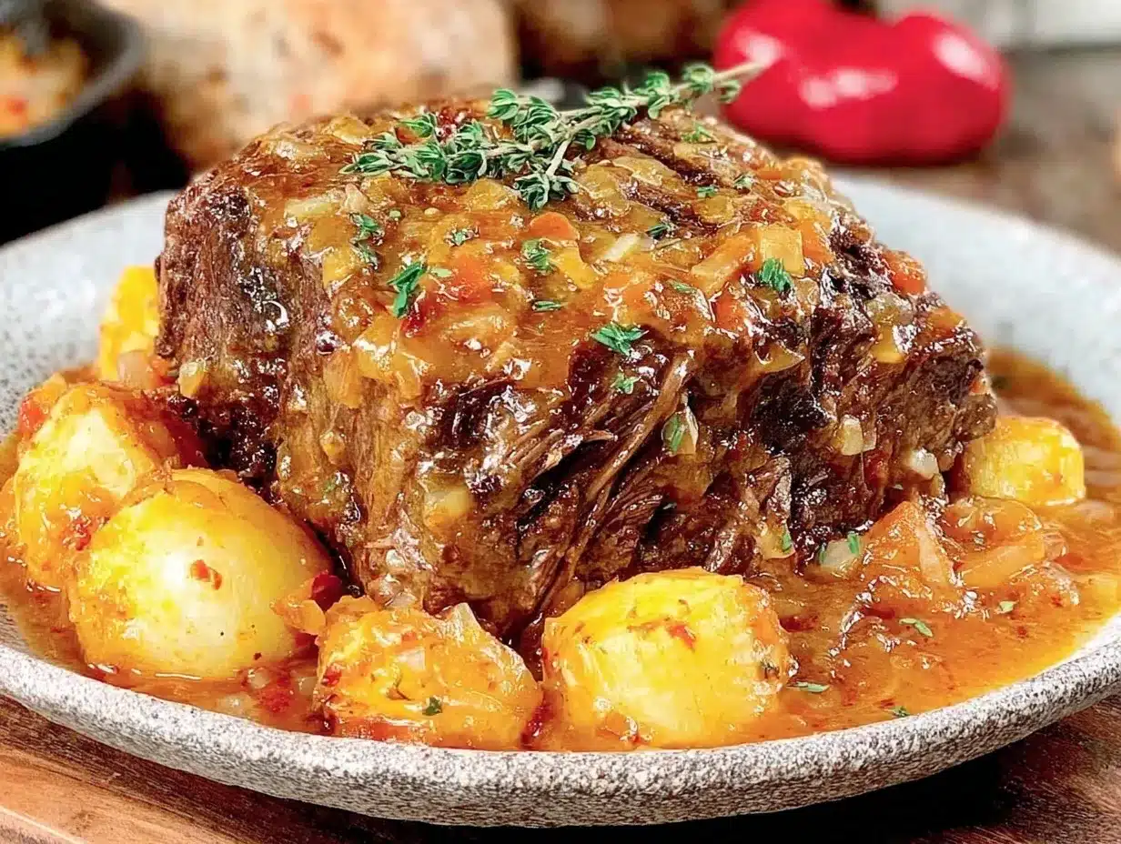 slow cooker french onion pot roast preparation steps