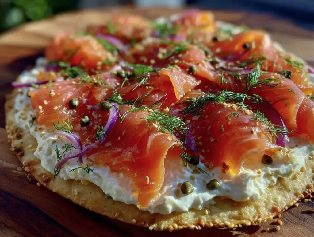 smoked salmon cream cheese pizza - featured image