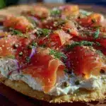 smoked salmon cream cheese pizza - featured image