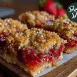 strawberry rhubarb crumble bars - featured image