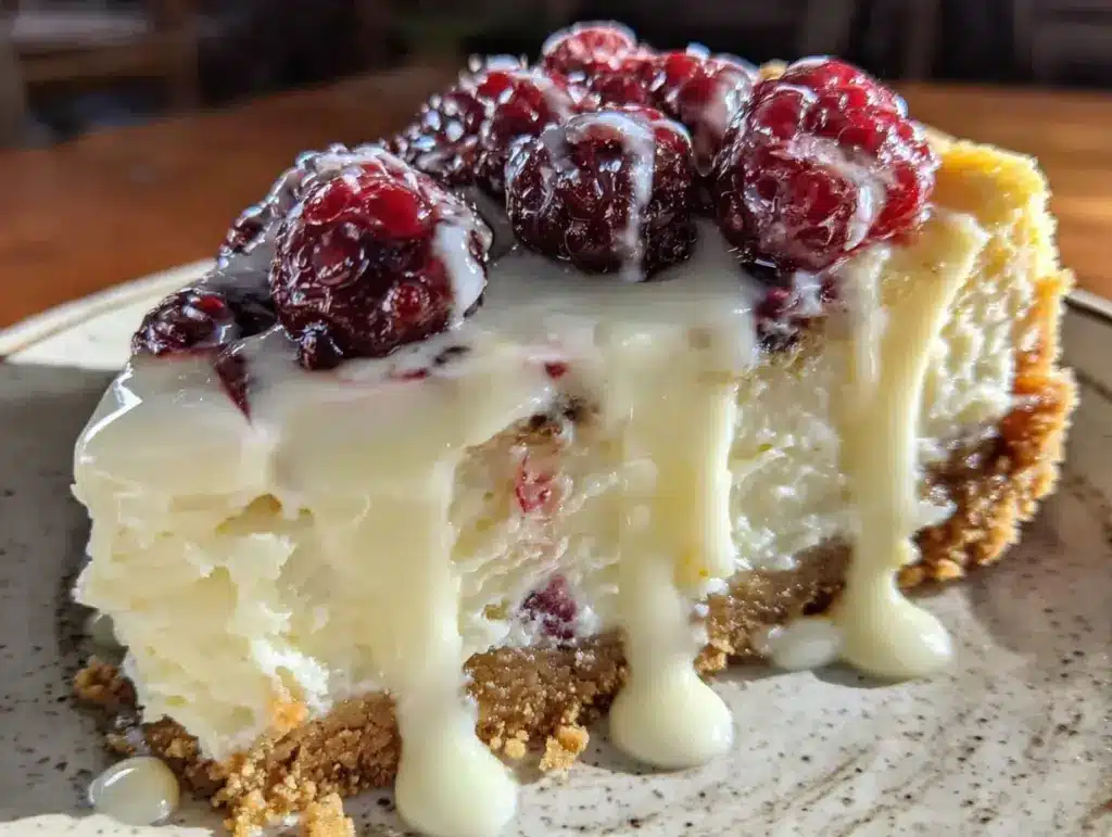 white chocolate raspberry cheesecake recipe - featured image