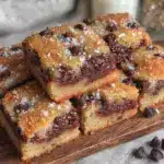 chewy gooey chocolate chip cookie bars - featured image