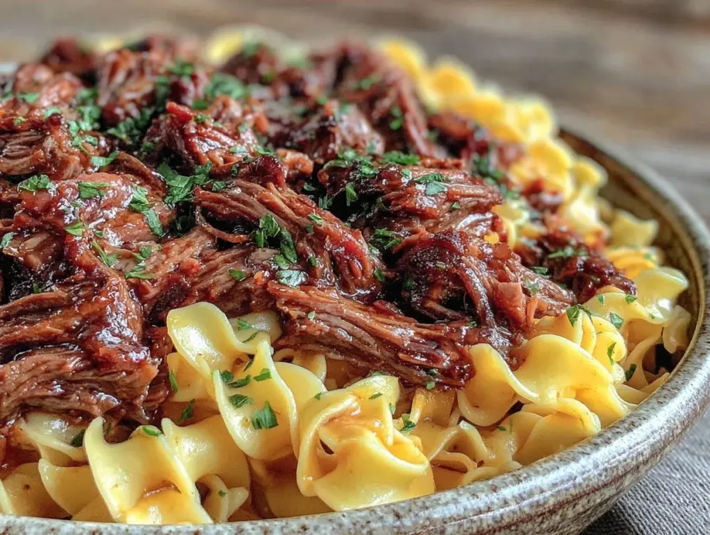 cozy crockpot beef and noodles recipe - featured image