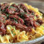 cozy crockpot beef and noodles recipe - featured image