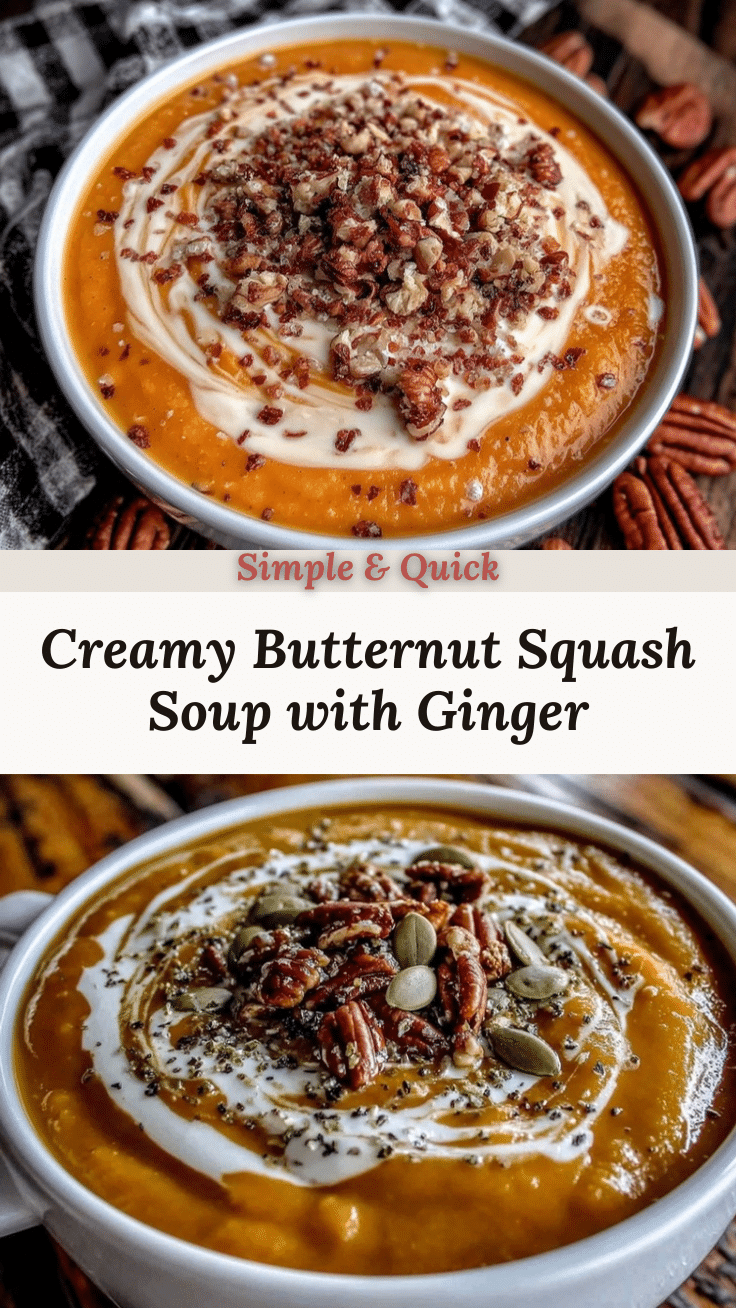 creamy butternut squash soup with ginger recipe