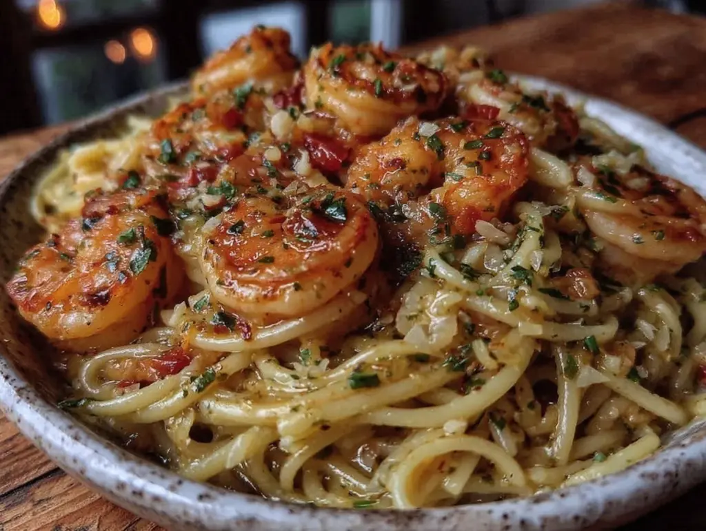 creamy one-pot garlic shrimp pasta - featured image