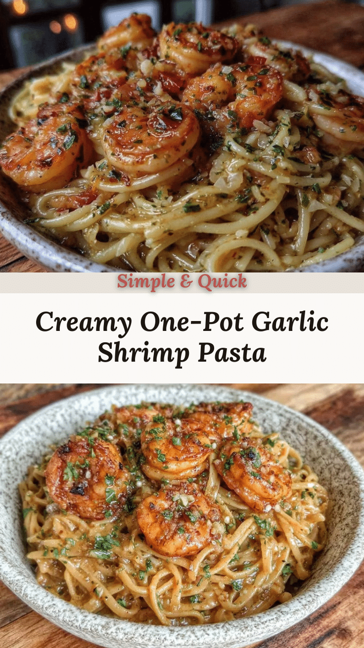 creamy one-pot garlic shrimp pasta recipe
