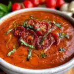 creamy roasted tomato basil soup with coconut milk - featured image