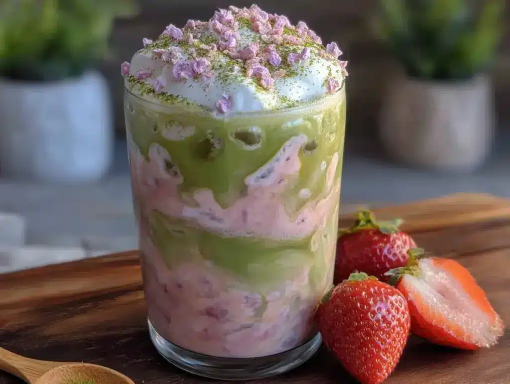 creamy strawberry matcha latte bliss - featured image