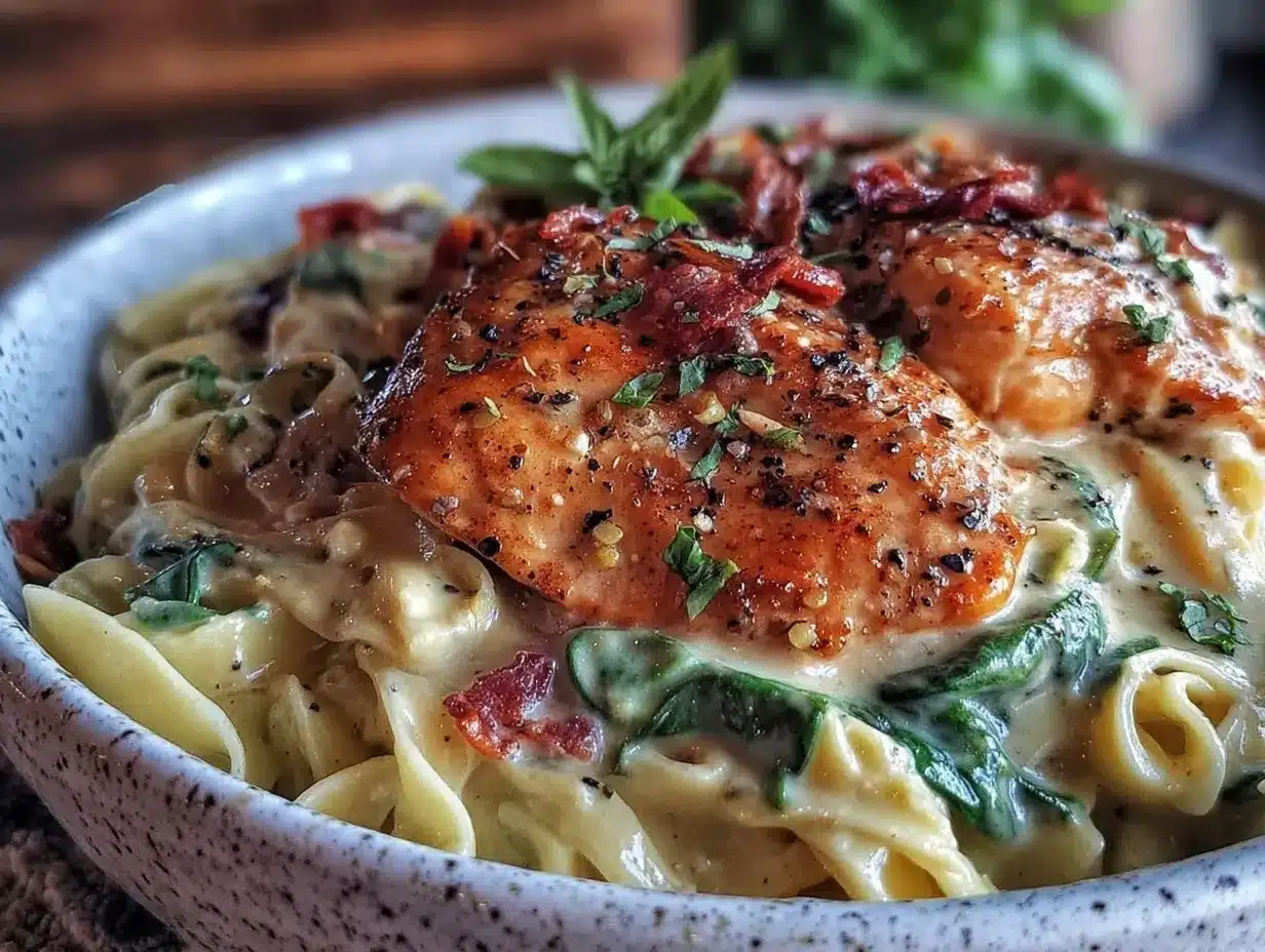 Creamy Tuscan Chicken Pasta preparation steps