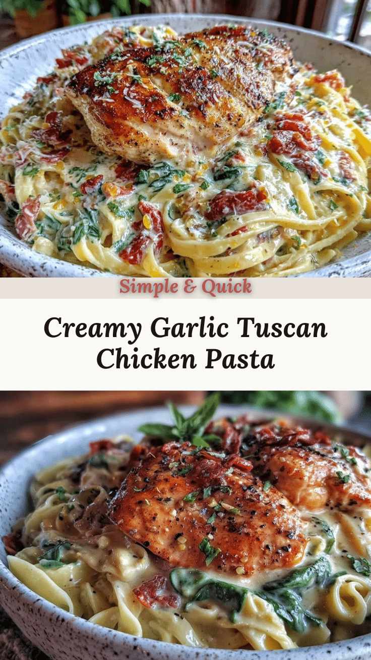 Creamy Tuscan Chicken Pasta recipe