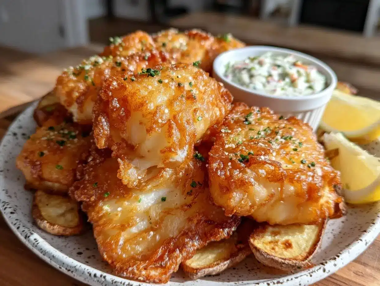 crispy beer-battered fish and chips preparation steps