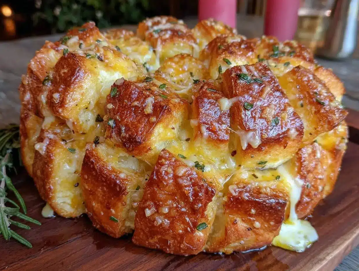 crispy Parmesan herb pull-apart bread preparation steps