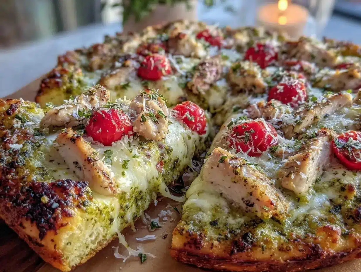 crispy pesto chicken pizza preparation steps