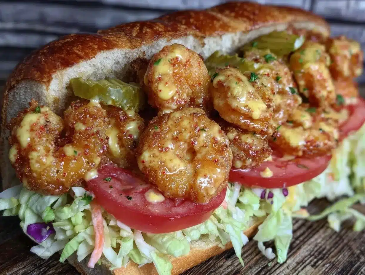 crispy shrimp po boy sandwich preparation steps