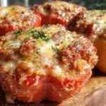 crockpot cheesy stuffed peppers - featured image