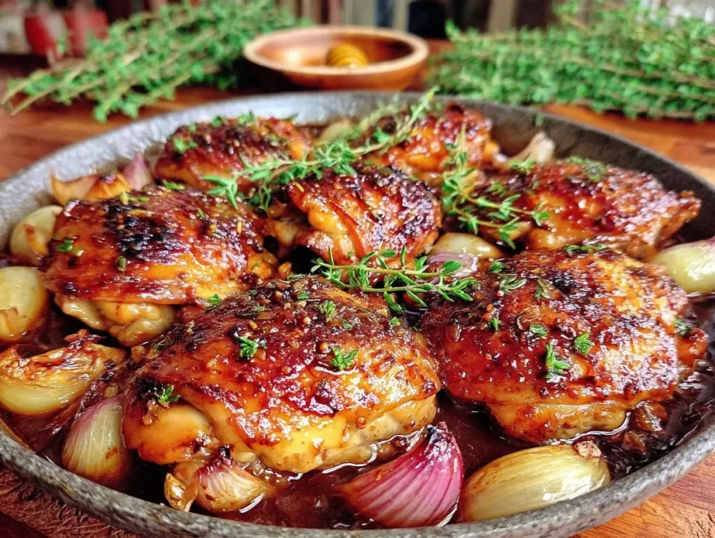 easy crispy one-pan honey balsamic chicken - featured image