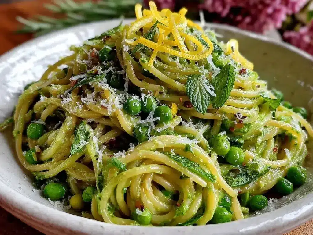 Fresh Spring Pea and Mint Pasta - featured image