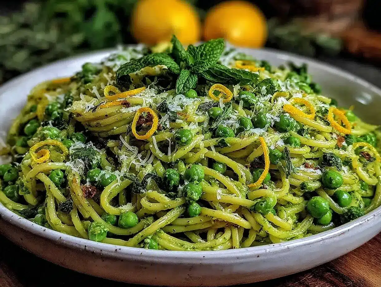 Fresh Spring Pea and Mint Pasta preparation steps