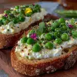 fresh spring pea crostini - featured image