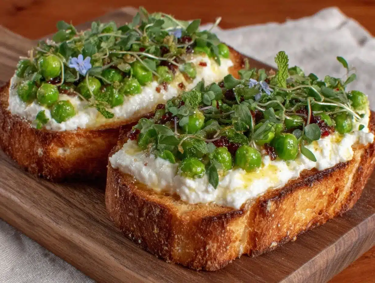 fresh spring pea crostini preparation steps