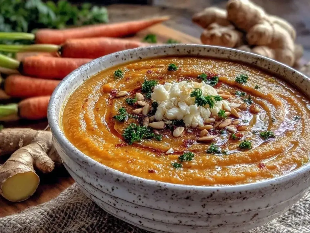 healthy ginger carrot soup - featured image