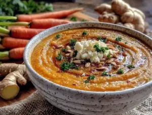 healthy ginger carrot soup - featured image