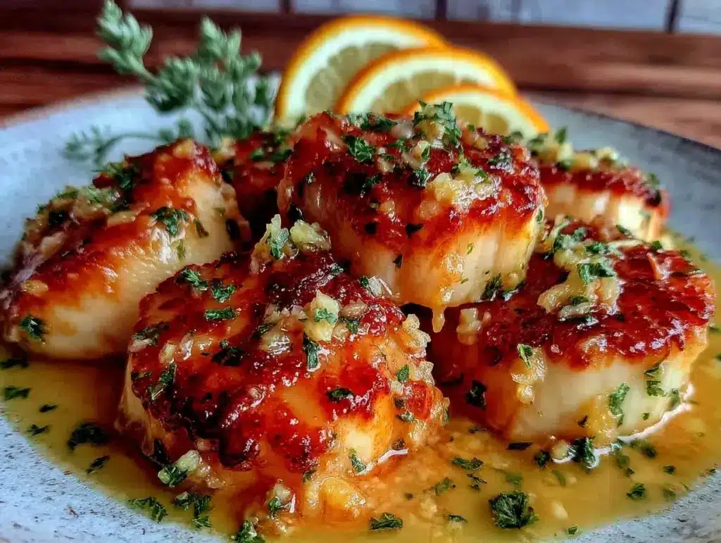 lemon garlic butter scallops - featured image