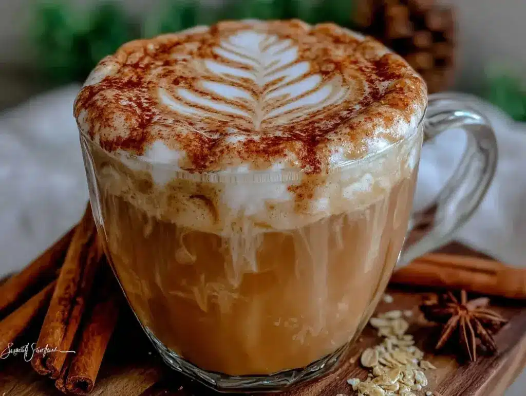 maple cinnamon oat milk latte - featured image