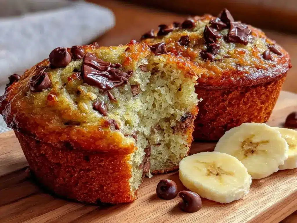 moist chocolate chip banana muffins - featured image
