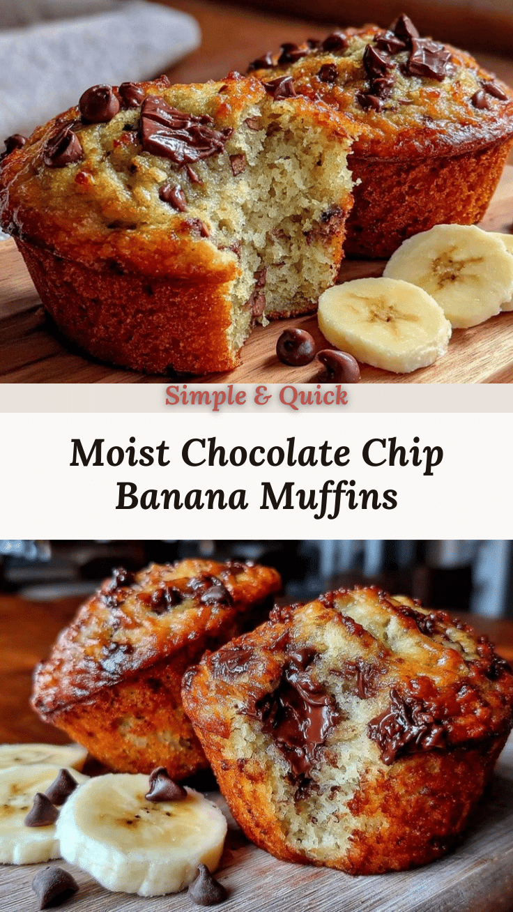 moist chocolate chip banana muffins recipe