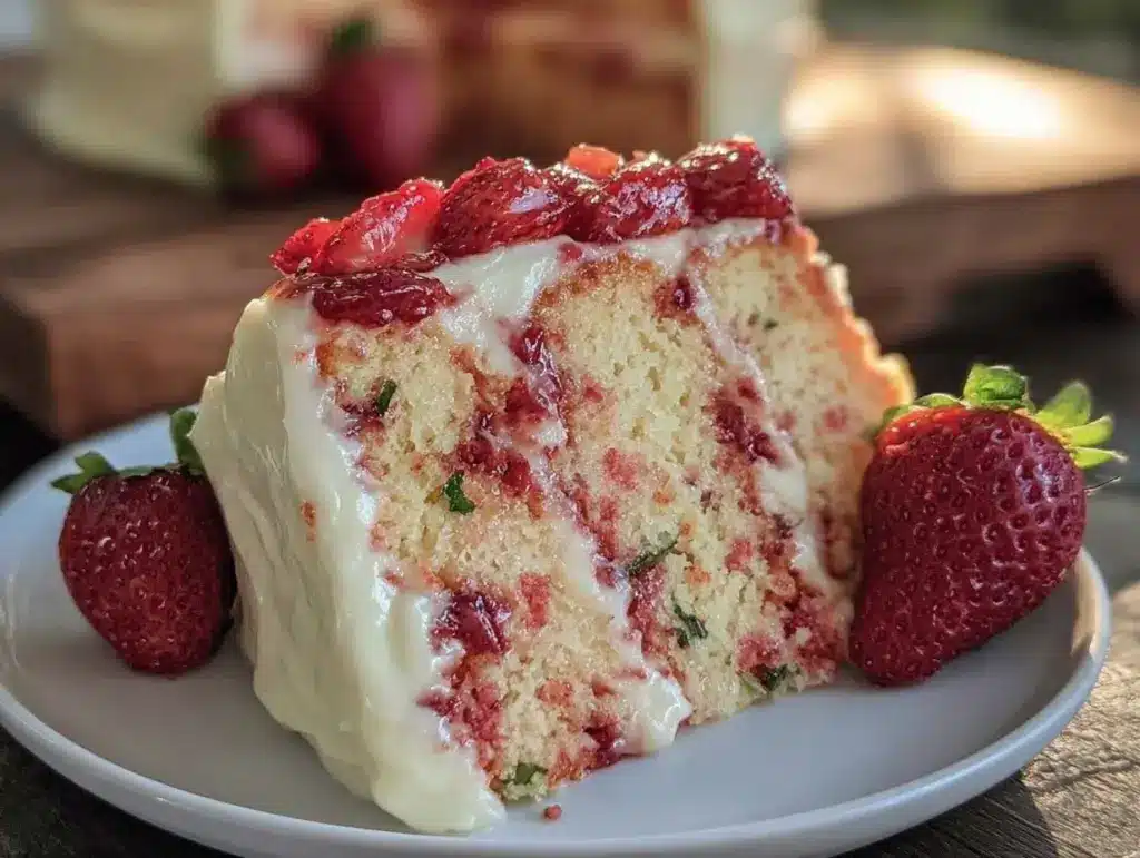moist strawberry layer cake - featured image