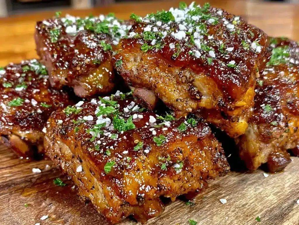 bourbon glazed baby back ribs - featured image