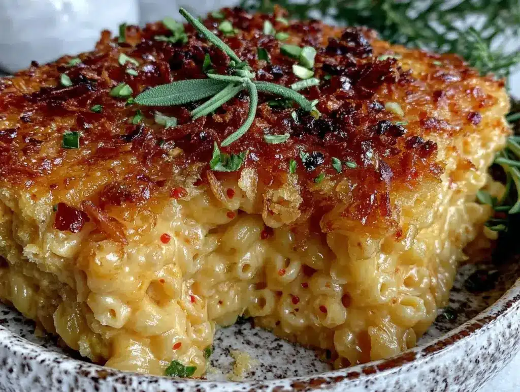 creamy chipotle mac and cheese casserole - featured image