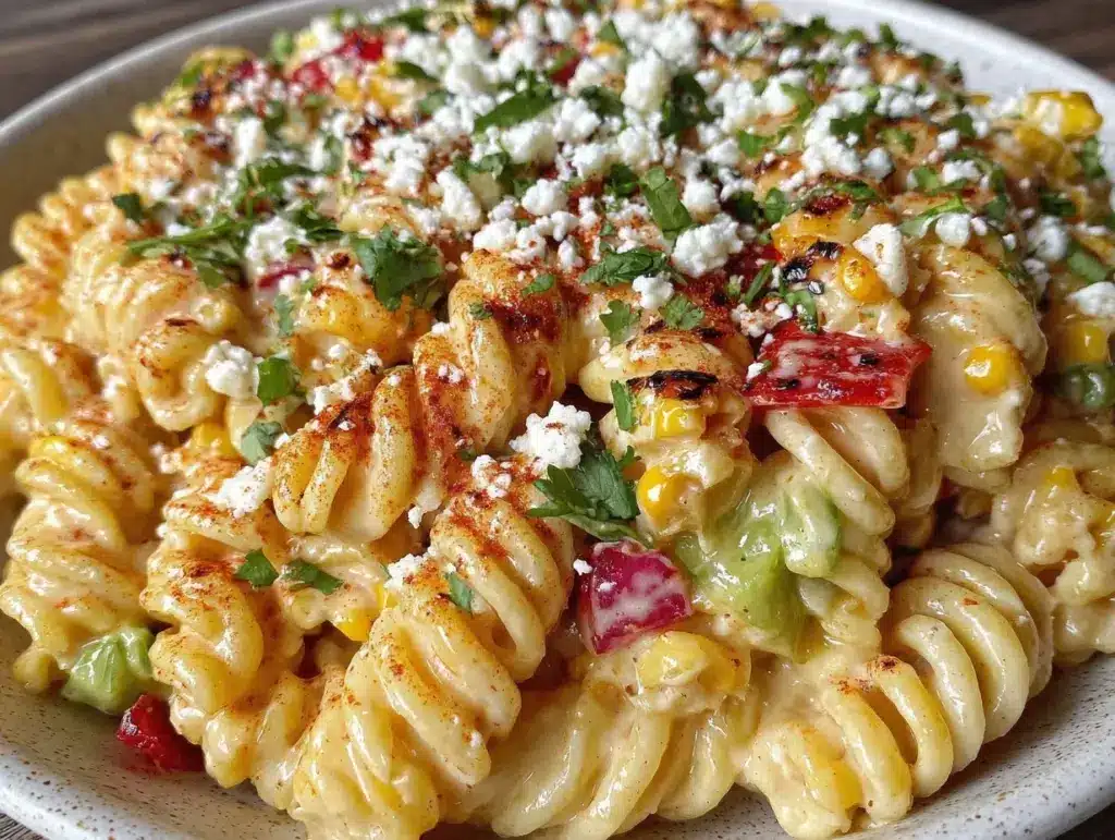 creamy elote pasta salad - featured image