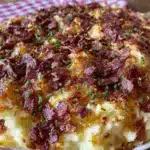 creamy loaded mashed potato casserole - featured image