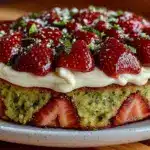 creamy matcha strawberry shortcake - featured image