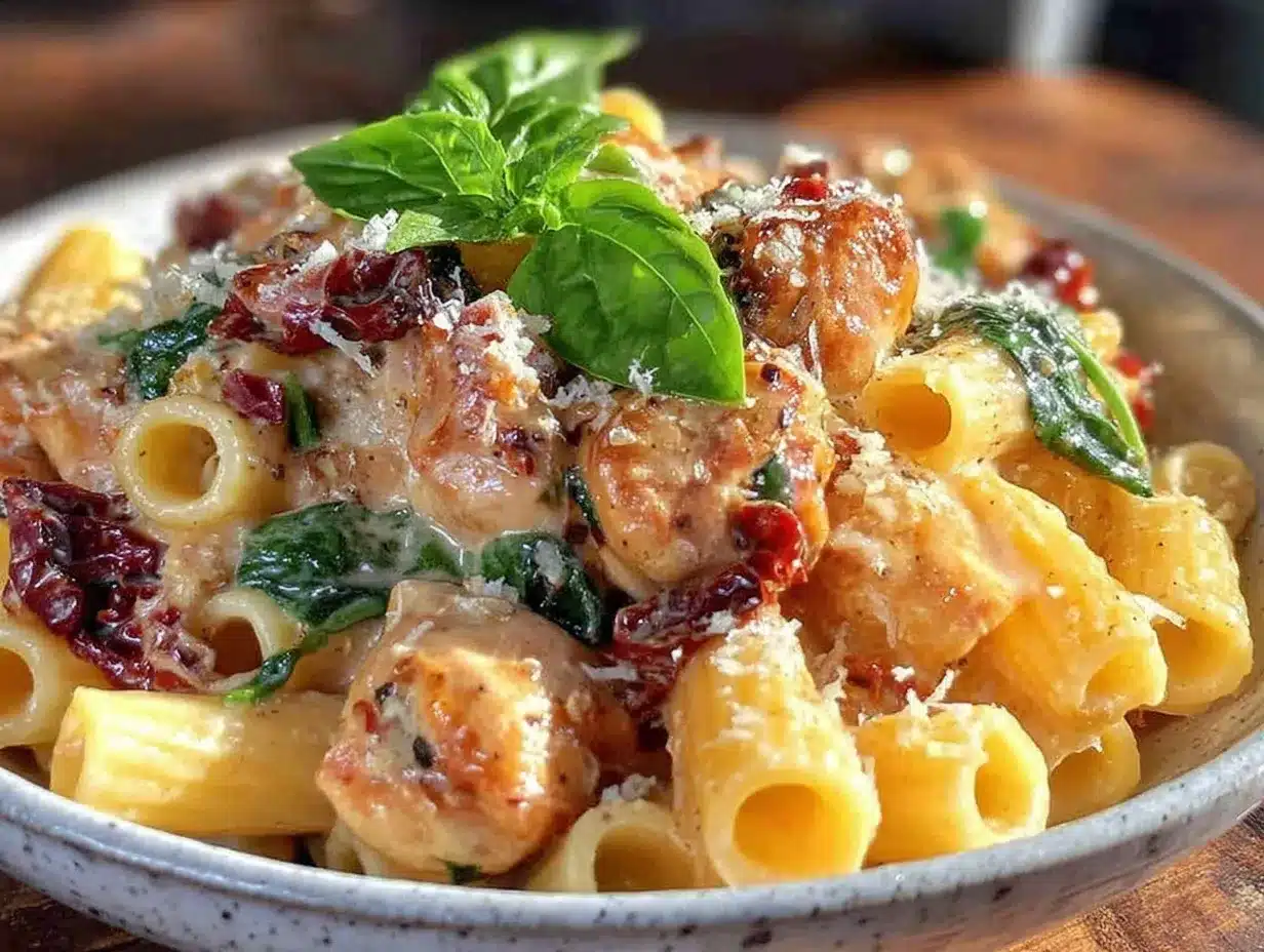 creamy slow cooker tuscan chicken pasta preparation steps