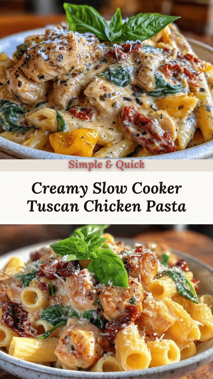 creamy slow cooker tuscan chicken pasta recipe