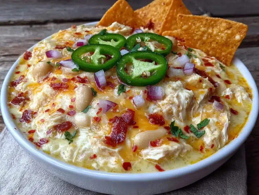 creamy slow cooker white chicken chili - featured image
